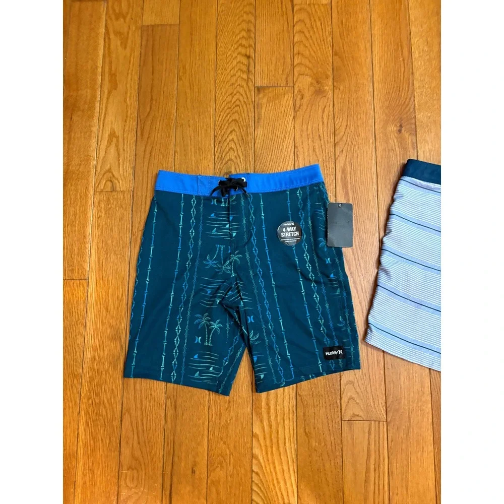 Hurley Boys Board Shorts Bundle 2pk Midnight Tropical Stripe Size 8 & 10 NWT